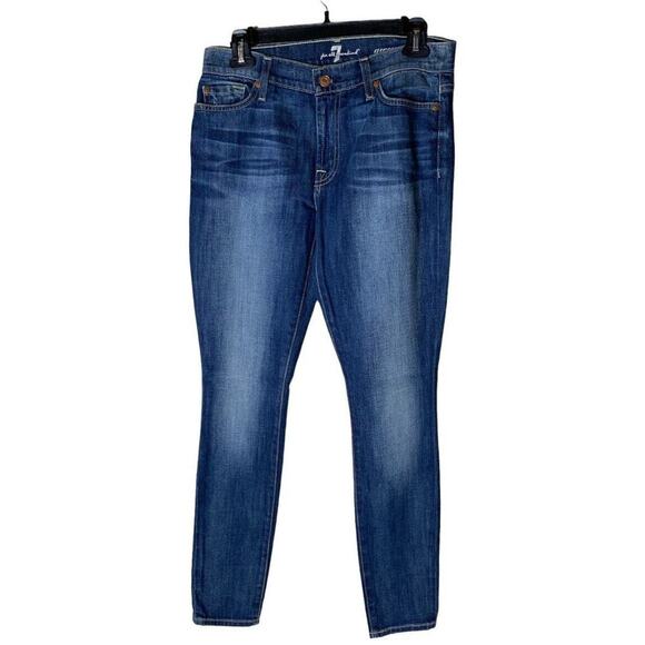7 for All Mankind Gwenevere Jeans Women's Size 27 Stretch Medium Wash Bleu Denim - Picture 1 of 9